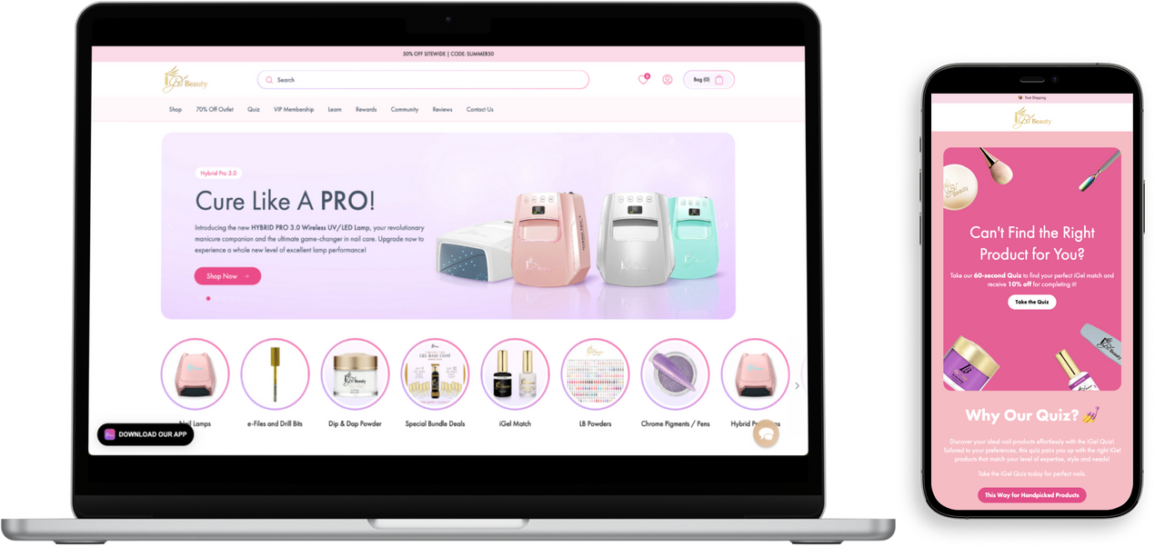 Optimizations for iGel Beauty as part of CRO Plus Program at Blend Commerce, leading Shopify CRO Agency