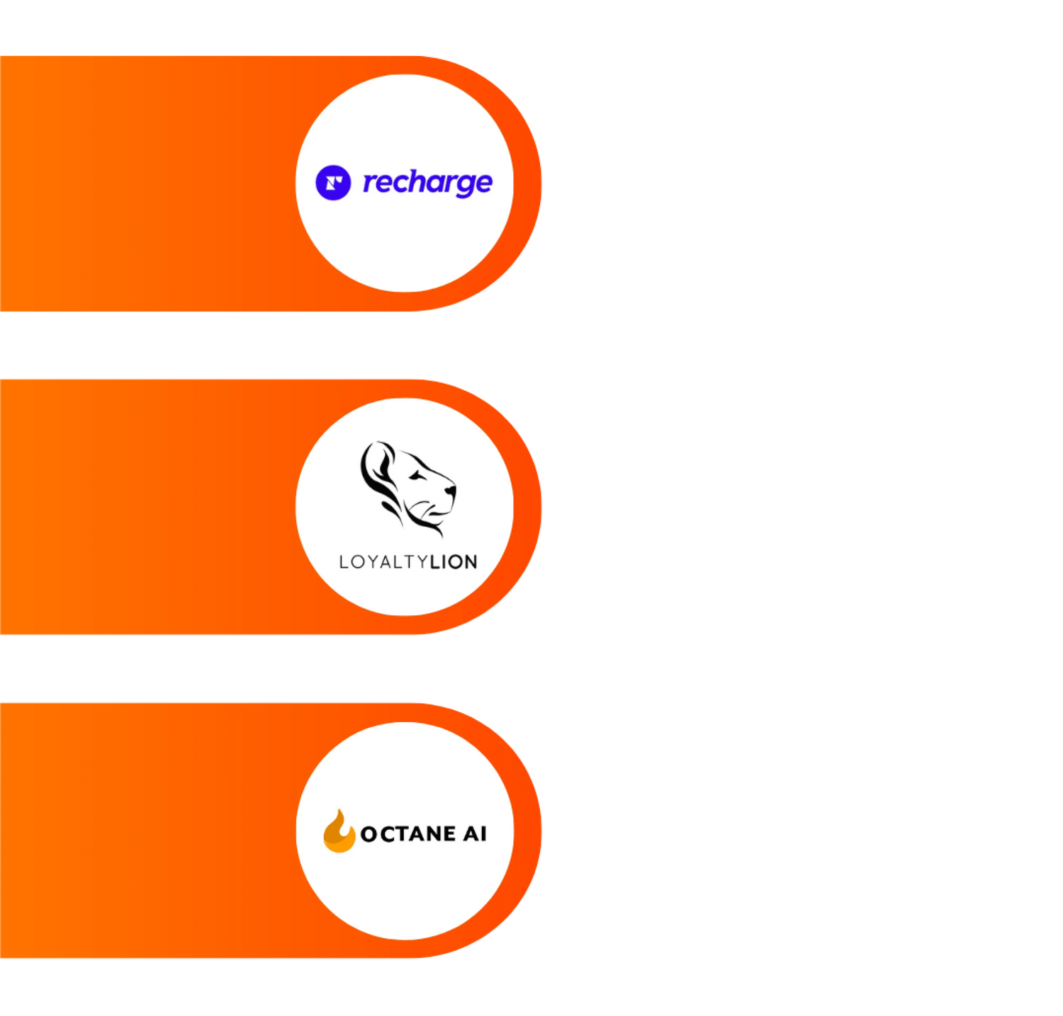 Octane AI, LoyaltyLion, Recharge Logos for Klaviyo Integrations as part of Klaviyo Audit by Blend Commerce