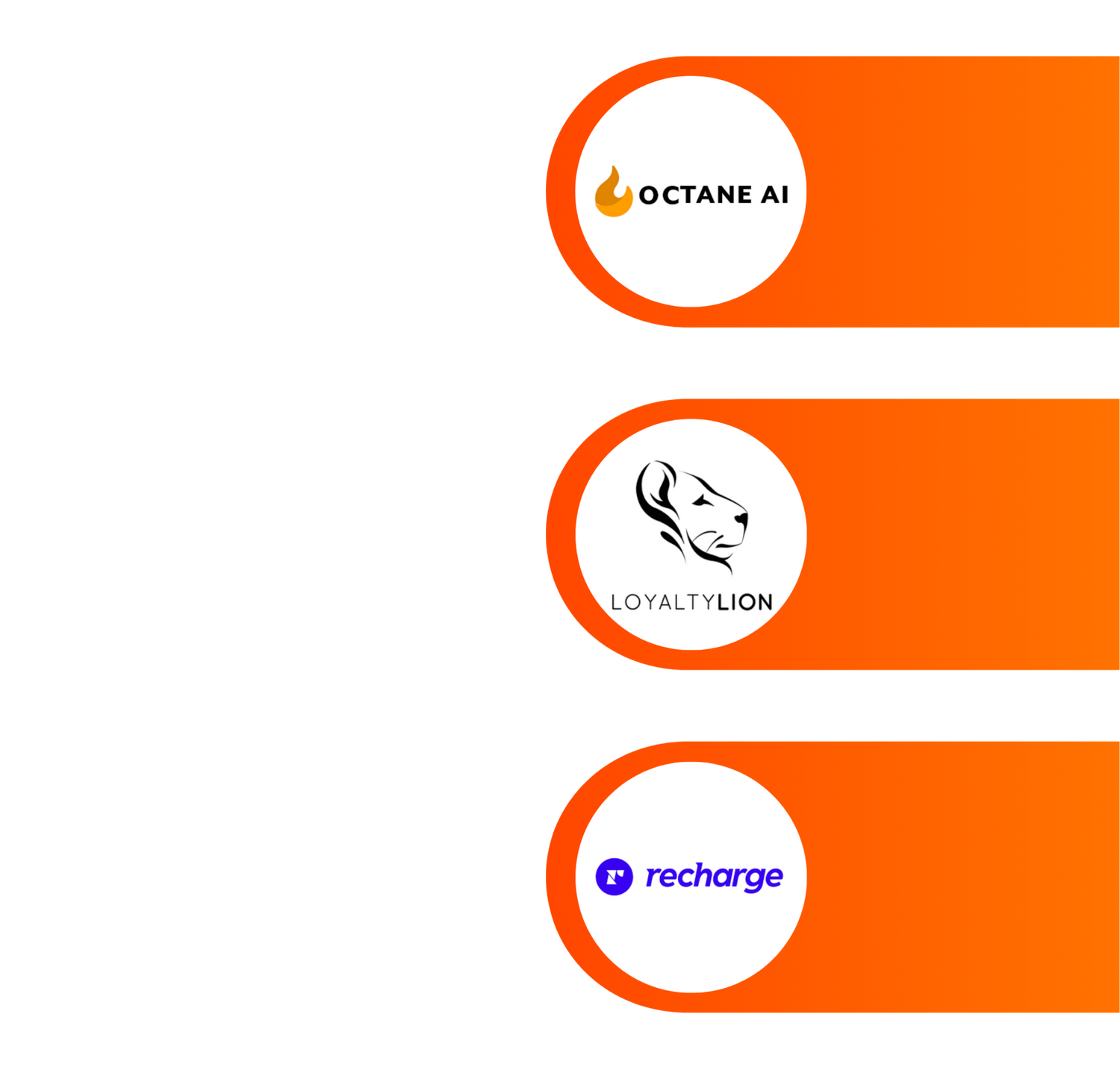 Octane AI, LoyaltyLion, Recharge Logos for Klaviyo Integrations as part of Klaviyo Audit by Blend Commerce